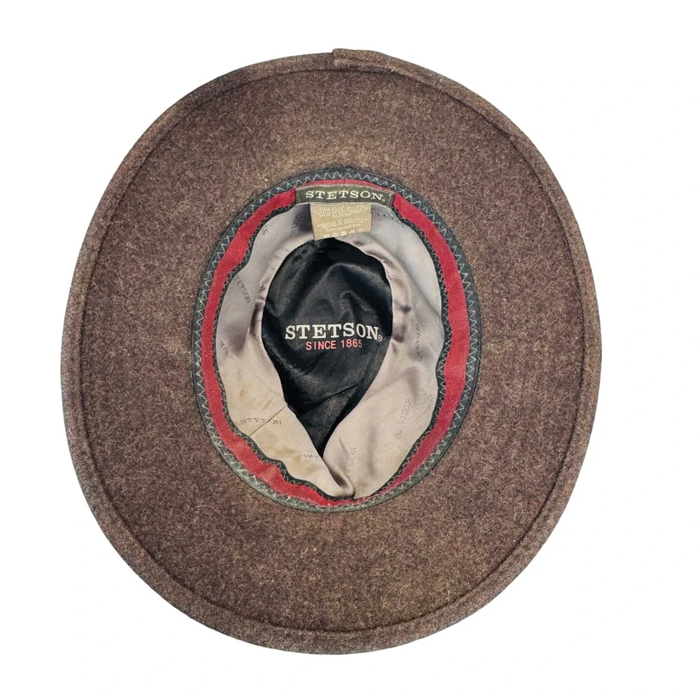 Stetson Wool Blend Fedora Safari Hat Brown‎ Felt Medium Outdoor Adventure Mens M